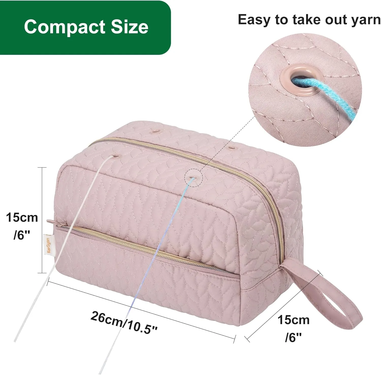 Crochet Yarn Bag Knitting Bag Storage for Crocheting Accessories Crochet Hook Case Organizer Gift for Crochet Lovers (Pink), K3201