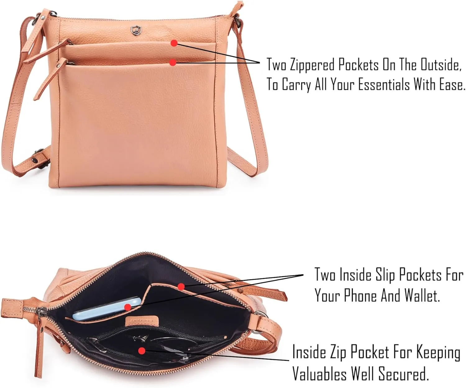 Crossbody Bag for Women Trendy Real Leather Purse Small Soft Pebbled Handbags Crossover Shoulder Pocketbook