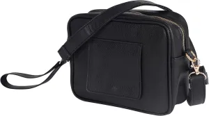 Crossbody Diaper Bag Purse with Wipes Dispenser - Stylish Vegan Leather Baby Wipes Holder Clutch for Women - Multipurpose Luxury Diaper Bag Pouch Can Hold 20-30 Various Types of Wipes - Black