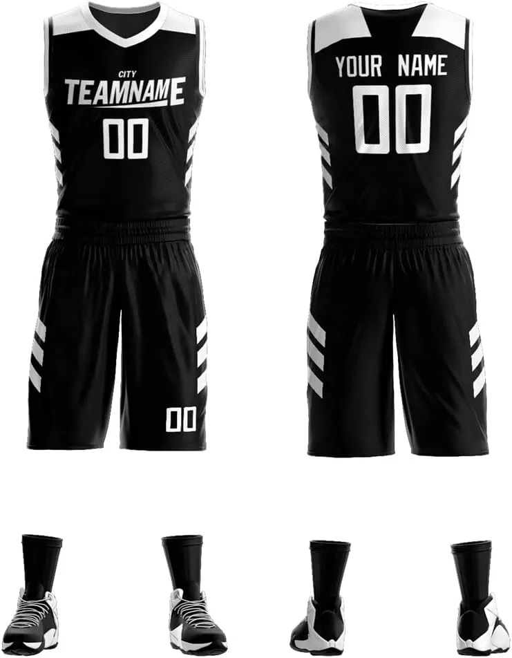 Custom Men Basketball Jersey Set 90s Hip Hop Sportswear Personalized Print Name Number Big Size
