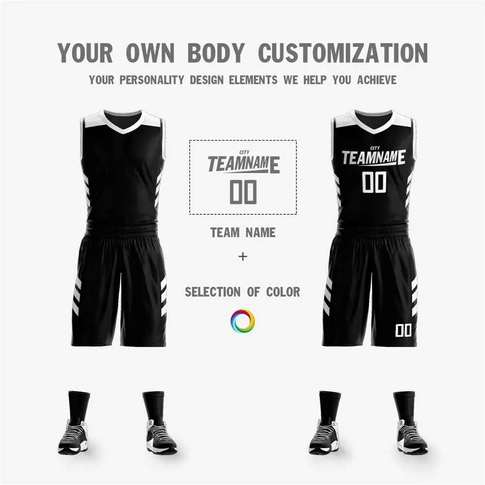 Custom Men Basketball Jersey Set 90s Hip Hop Sportswear Personalized Print Name Number Big Size