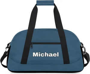 Custom Sport Gym Bags, Personalized Name Overnight Duffel Bags for Boys Girls Dance Weekender Bag Travel Tote Bags, Blue A