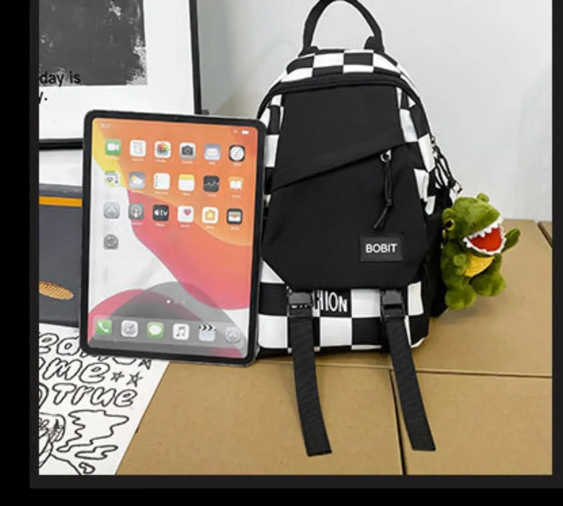 Cute Checkered Sling Bag for Women Men Small Crossbody Bag Travel Casual Chest Bags Purse with Pendant (Purple)