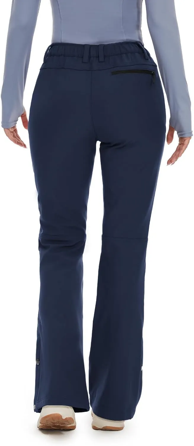Cycorld Women's Snow Ski Pants Fleece Lined Waterproof Softshell Insulated Flare for Snowboarding Hiking Winter Outdoor