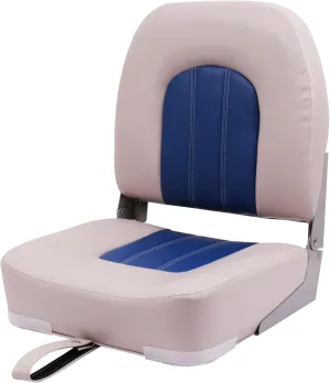 Deckpro Angler Low Back Boat Seat, Fold-Down Fishing Boat Seat Grey/Blue
