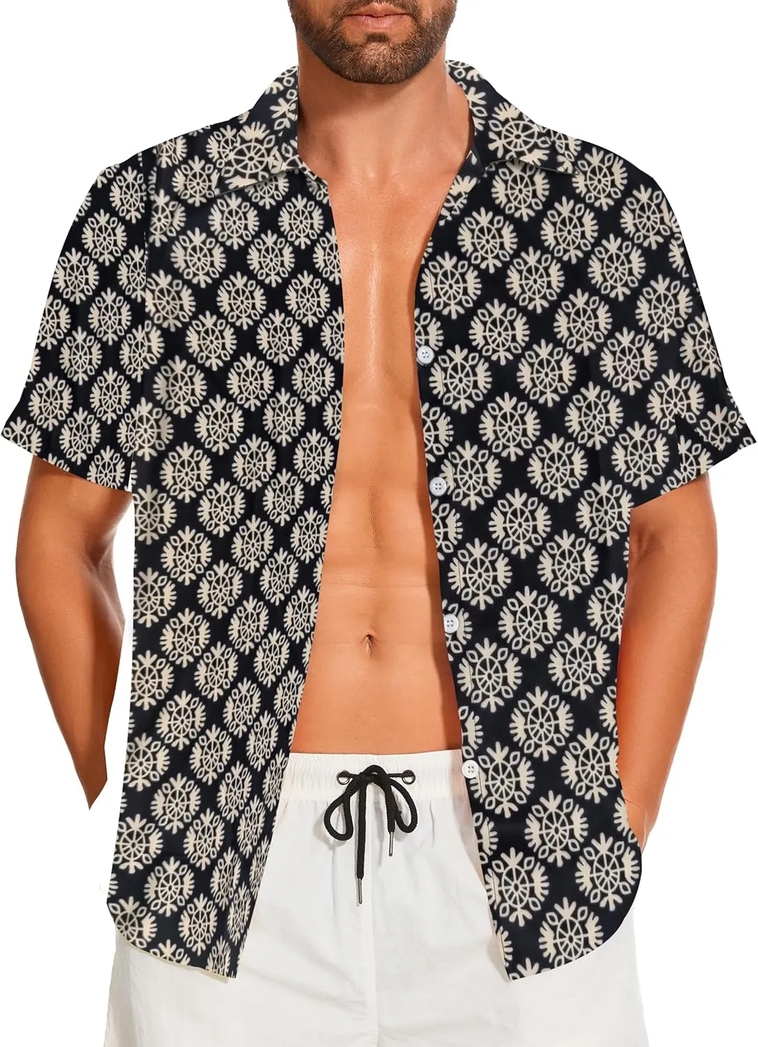 Demoking Vintage Shirts for Men Tie Dye Hippie Funny Hawaiian Shirt Button Down Shirts
