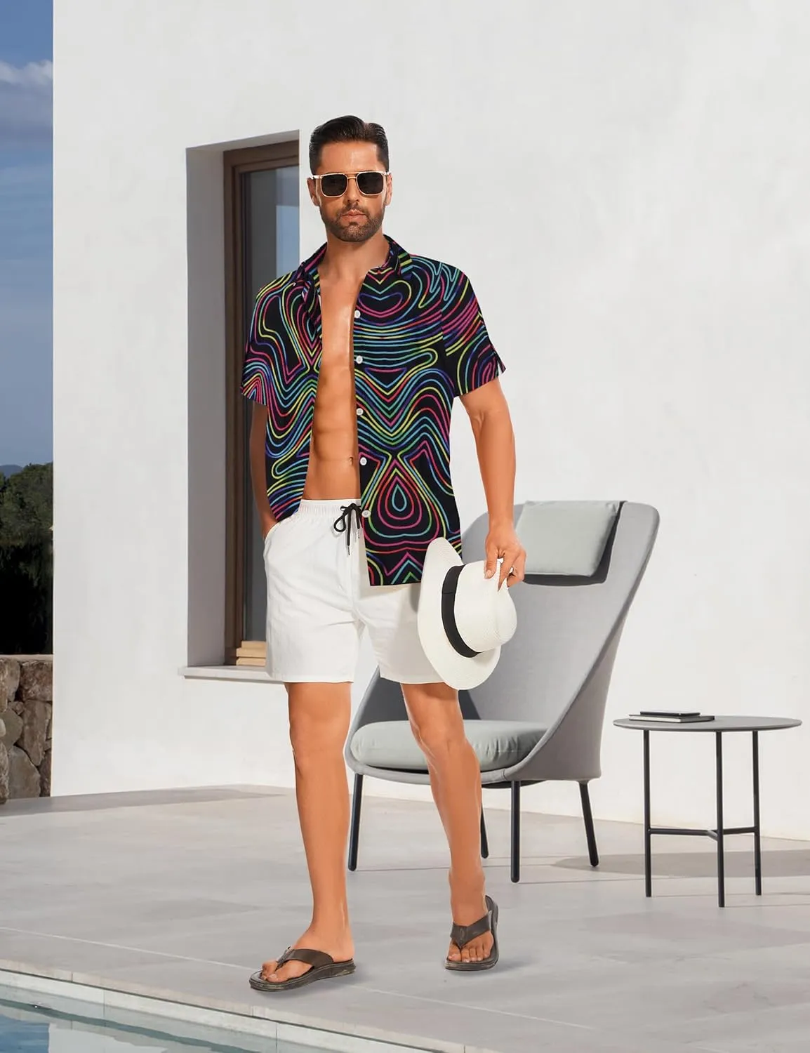 Demoking Vintage Shirts for Men Tie Dye Hippie Funny Hawaiian Shirt Button Down Shirts