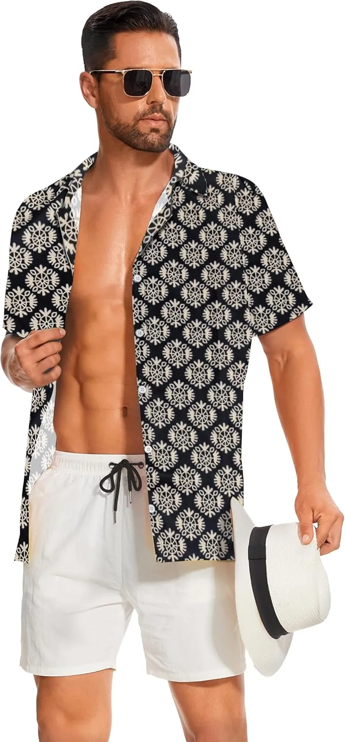 Demoking Vintage Shirts for Men Tie Dye Hippie Funny Hawaiian Shirt Button Down Shirts