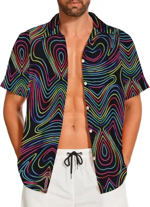 Demoking Vintage Shirts for Men Tie Dye Hippie Funny Hawaiian Shirt Button Down Shirts