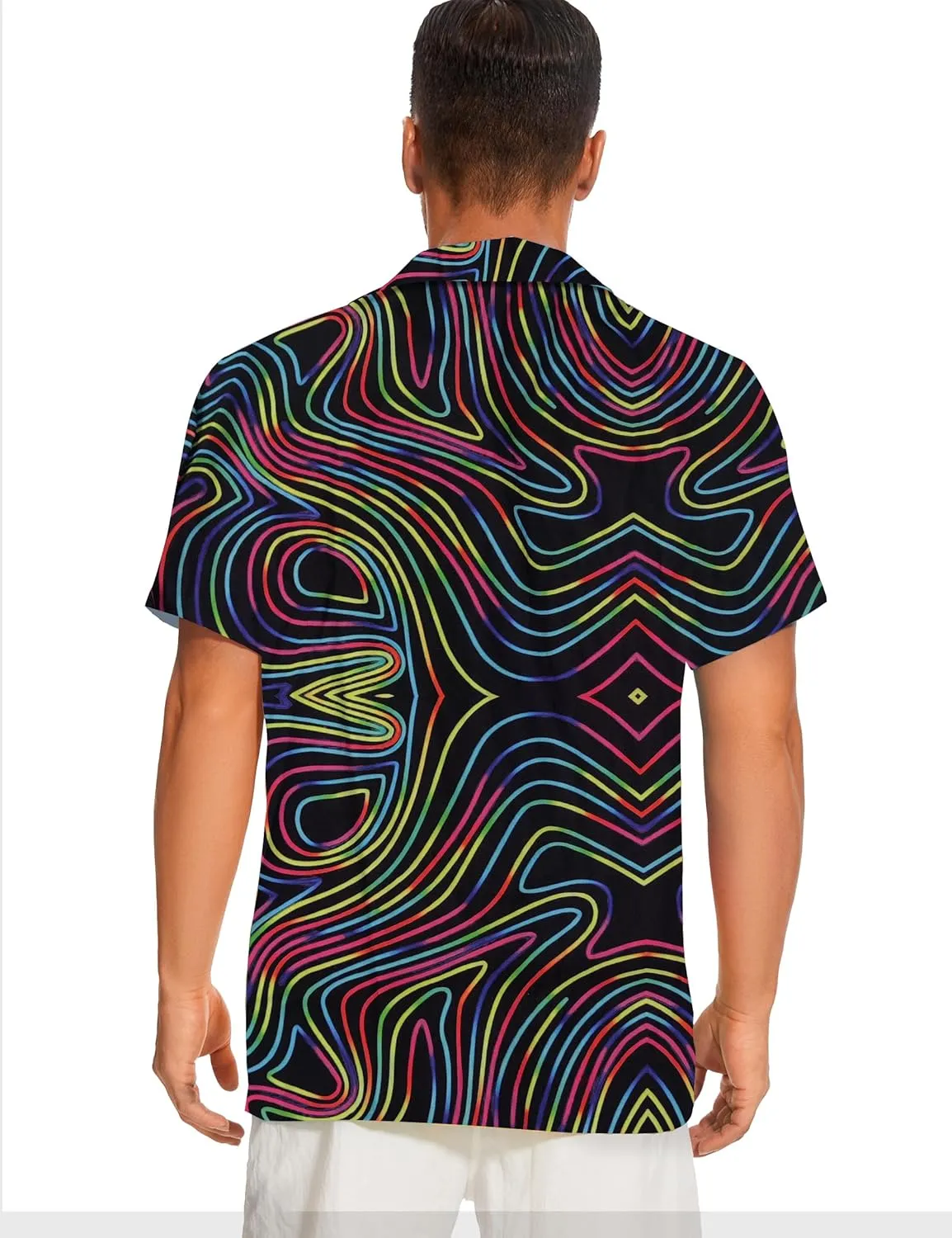 Demoking Vintage Shirts for Men Tie Dye Hippie Funny Hawaiian Shirt Button Down Shirts