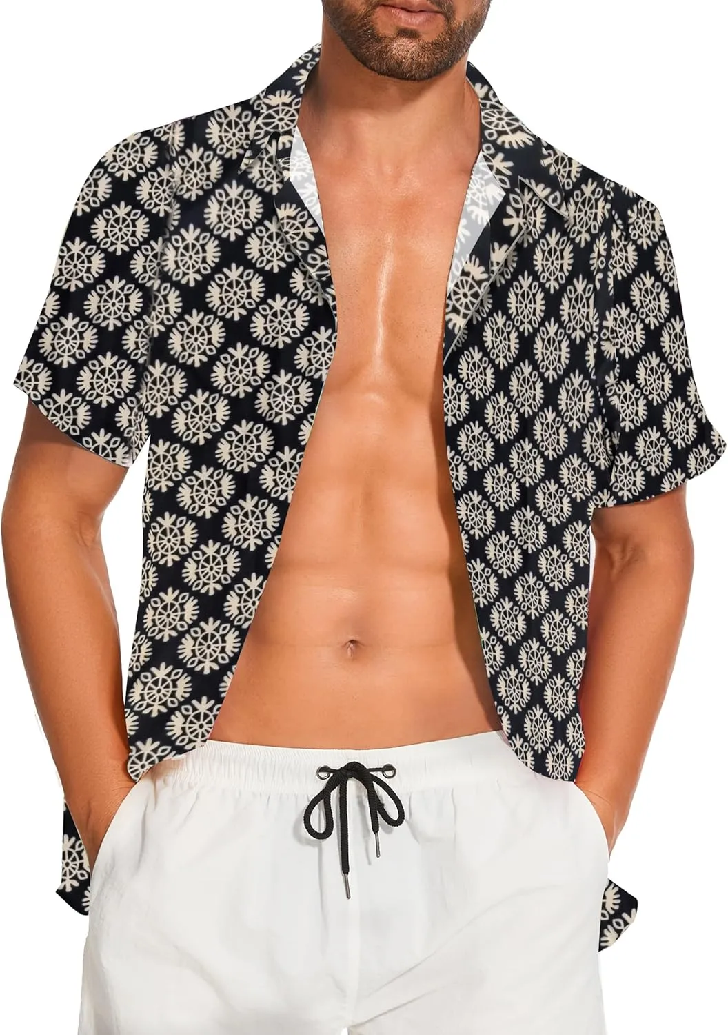 Demoking Vintage Shirts for Men Tie Dye Hippie Funny Hawaiian Shirt Button Down Shirts