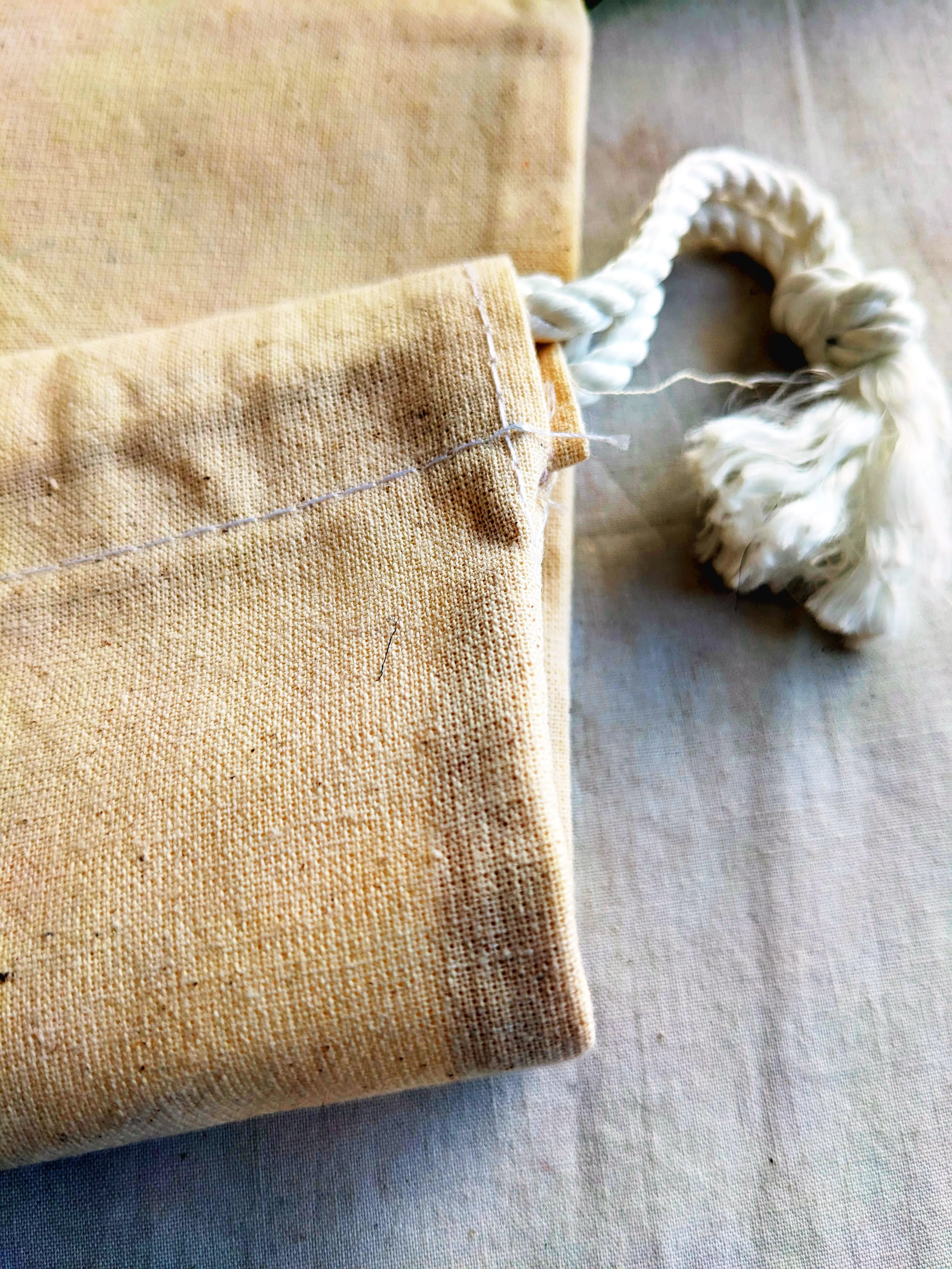 Deshkari ! Canvas white potli pouches for return gifts with Shubh Labh Swastik Print | gift Potli bags for wedding | potli bags for return gifts