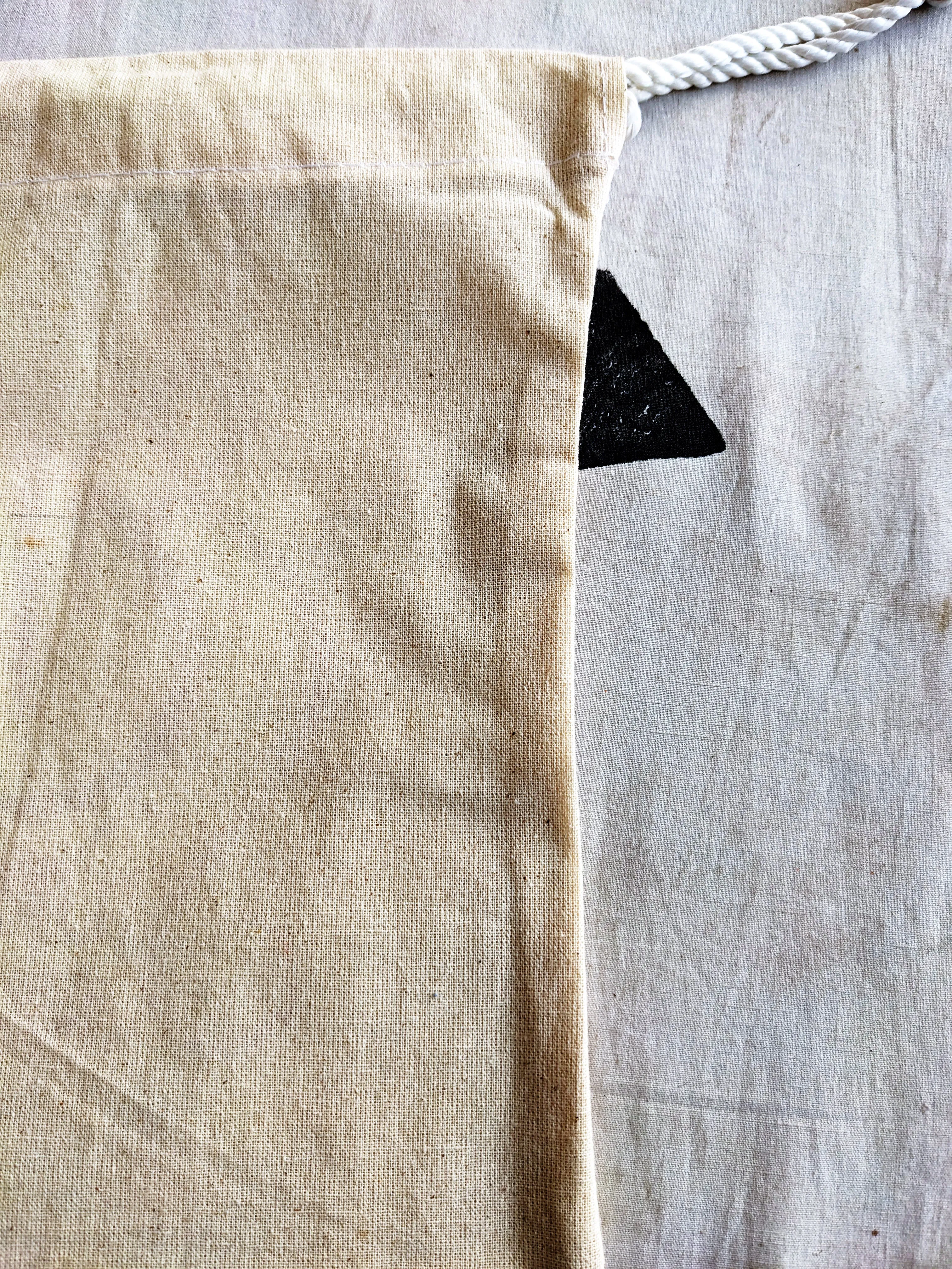 Deshkari ! Canvas white potli pouches for return gifts with Shubh Labh Swastik Print | gift Potli bags for wedding | potli bags for return gifts