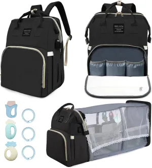 Diaper Dag with Changing Station, Diaper Bag Backpack, Multi-Functional Travel Bag, Waterproof Diaper Bag, Baby Diaper Bag, Baby Bag for Boys and Girls, Black