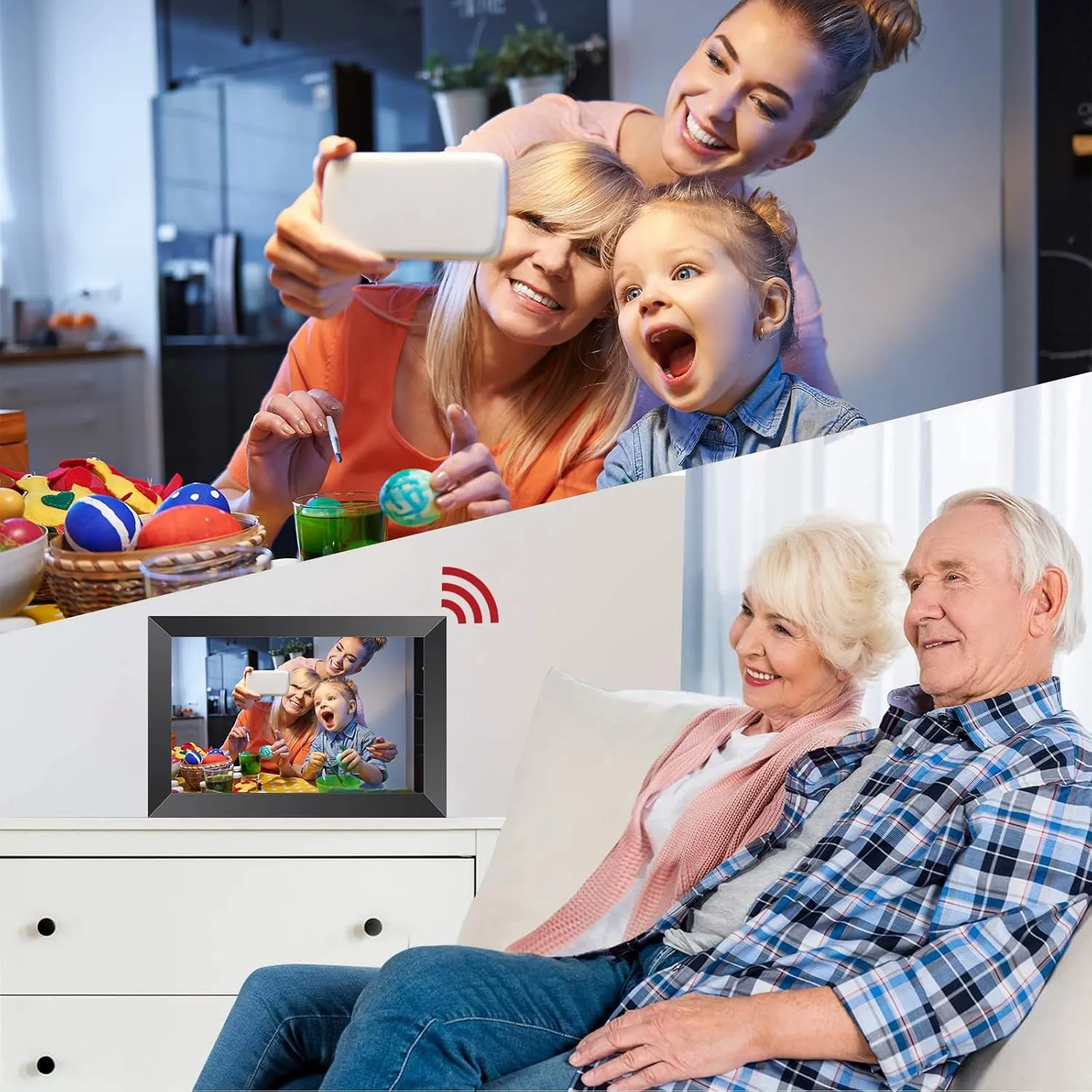 Digital Picture Frame, 10.1" 1280x800 HD IPS Touch Screen Picture Frames with 32GB Memory, Smart Digital Photo Frame Warm Gifts for Mom, Quick & Easy Setup,Share Photos and Videos via Frameo App