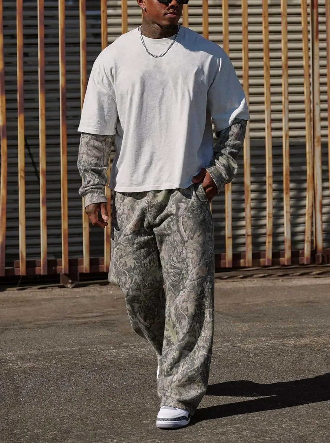 DIOTSR Mens Baggy Sweatpants Athletic Graphic Print Joggers Workout Streetwear Pants with Pockets