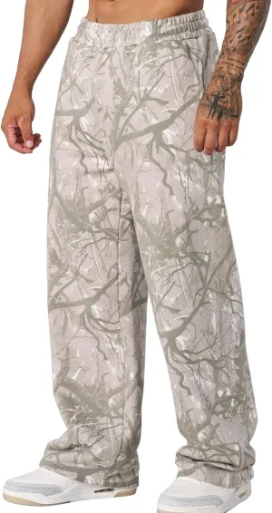 DIOTSR Mens Baggy Sweatpants Athletic Graphic Print Joggers Workout Streetwear Pants with Pockets