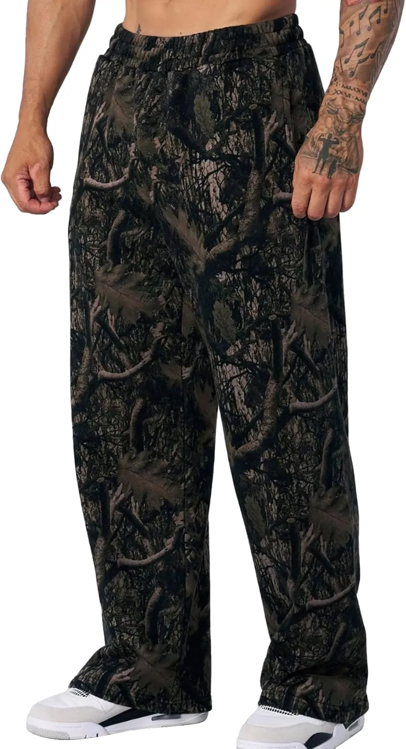 DIOTSR Mens Baggy Sweatpants Athletic Graphic Print Joggers Workout Streetwear Pants with Pockets
