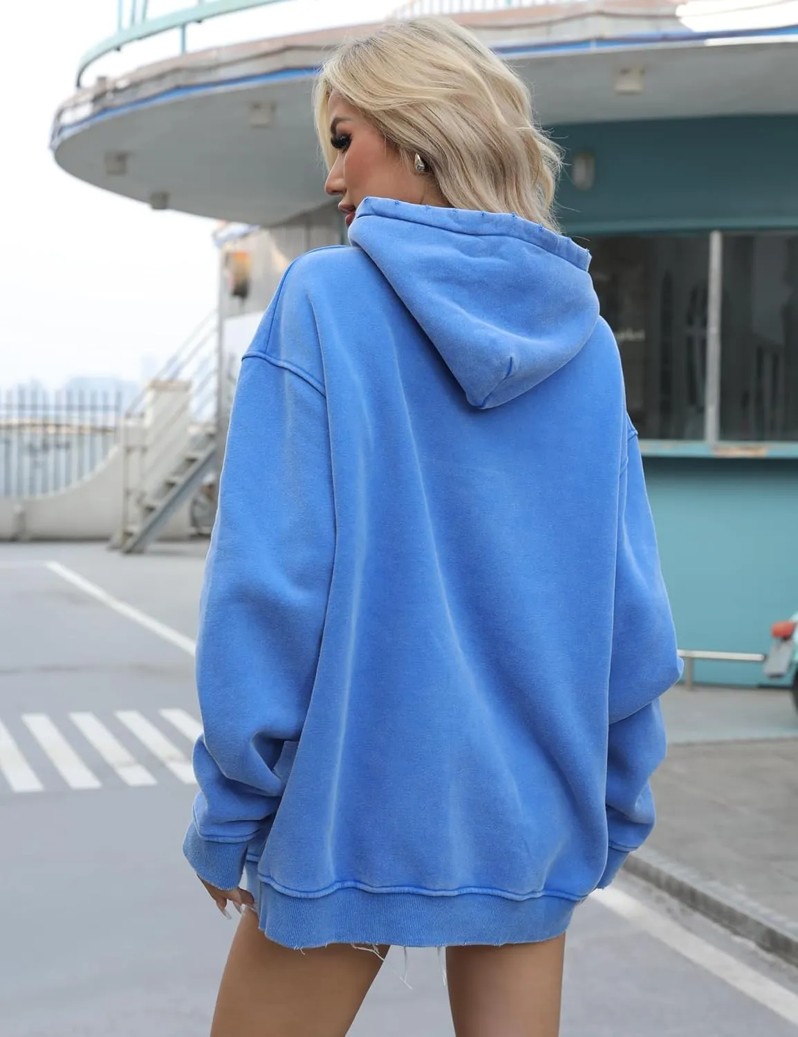 Dnzzs Womens Oversized Hoodie Acid Wash Hoodie Vintage Sweatshirt Heavyweight Fleece Cotton Streetwear Trendy Sweatshirts