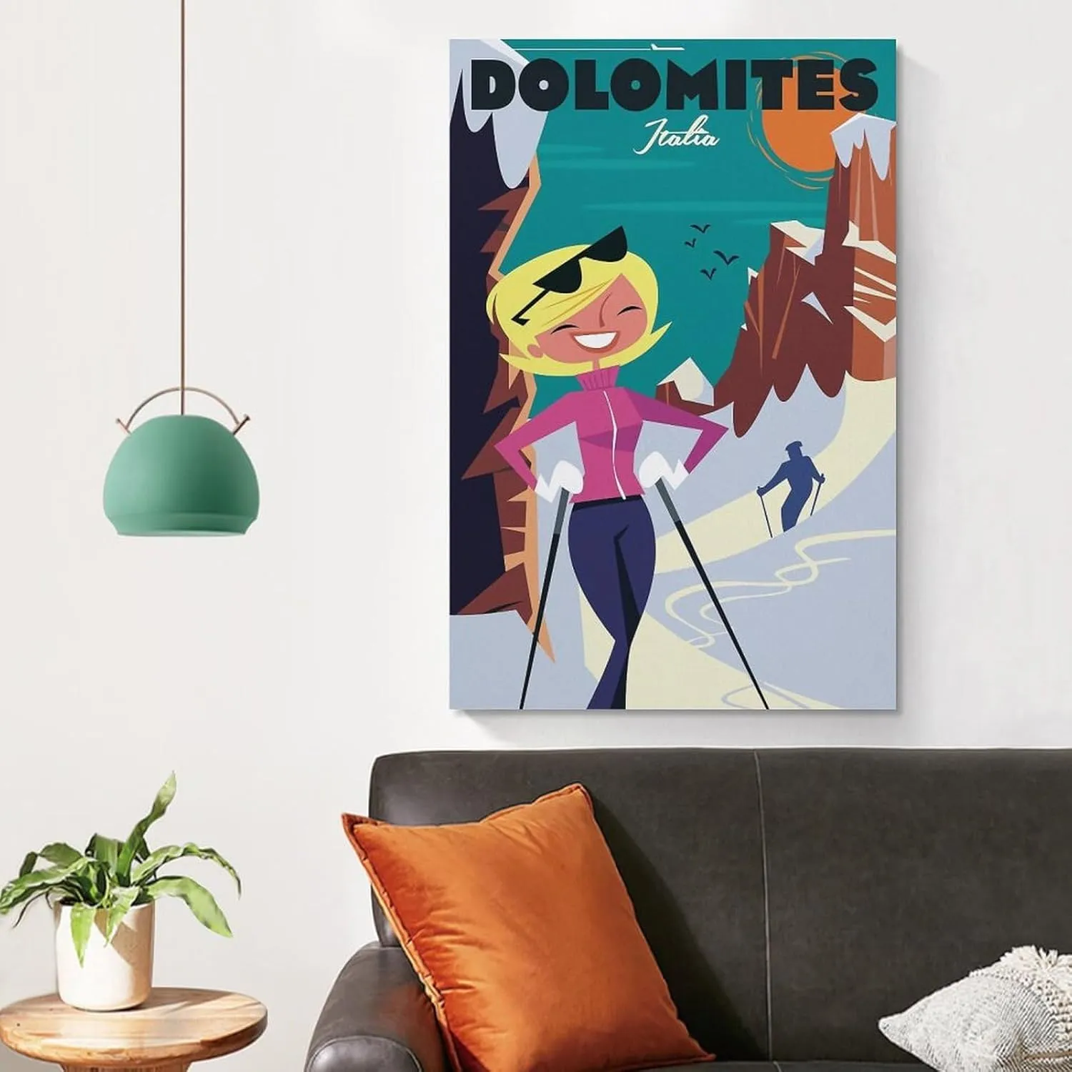 Dolomites Ski Italy Vintage Travel Poster Print Canvas Wall Art for Bedroom Living Room HD Print Posters 12x18inch(30x45cm)