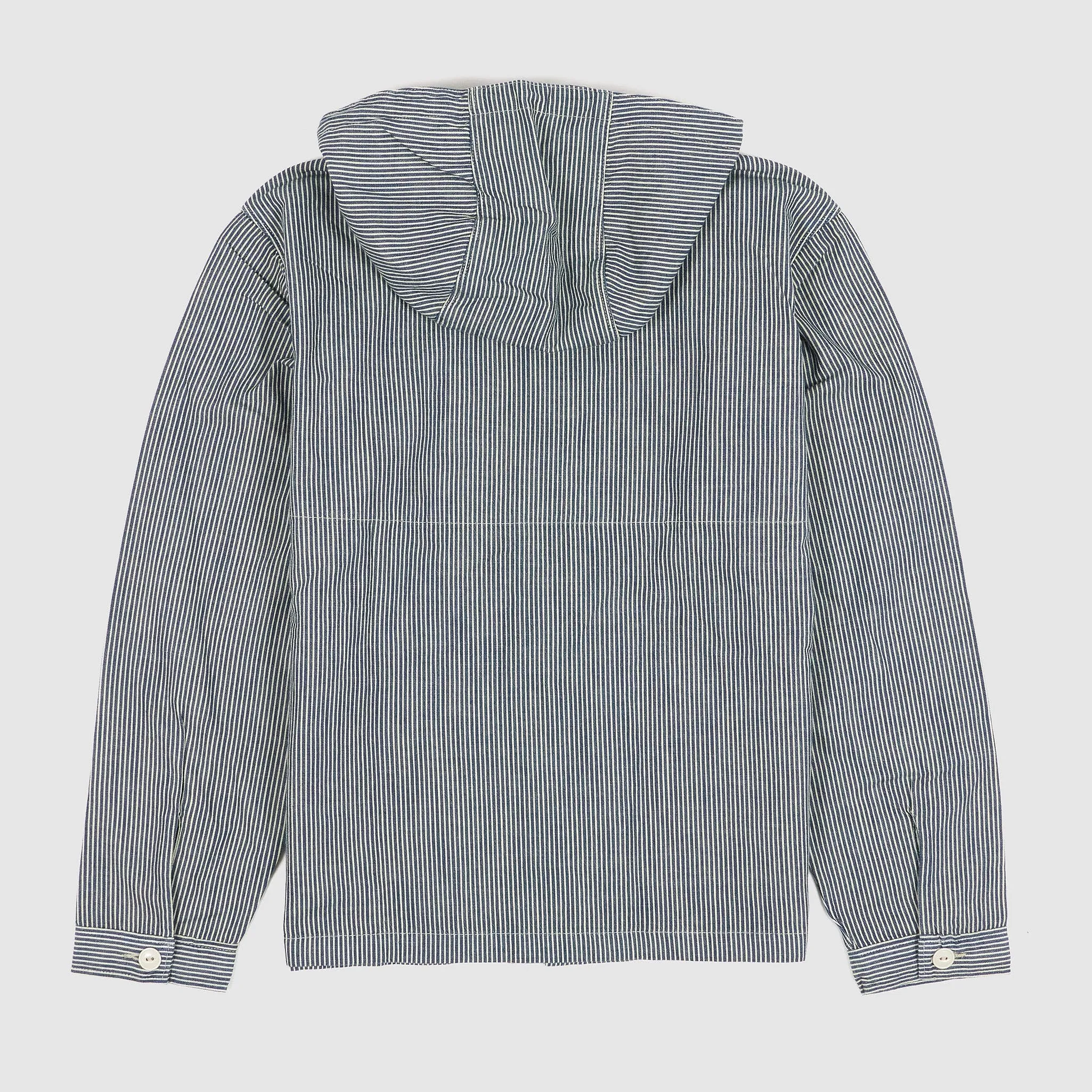 Double RL Unlined Hooded Hickory Striped Overshirt Jacket
