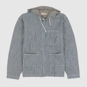 Double RL Unlined Hooded Hickory Striped Overshirt Jacket