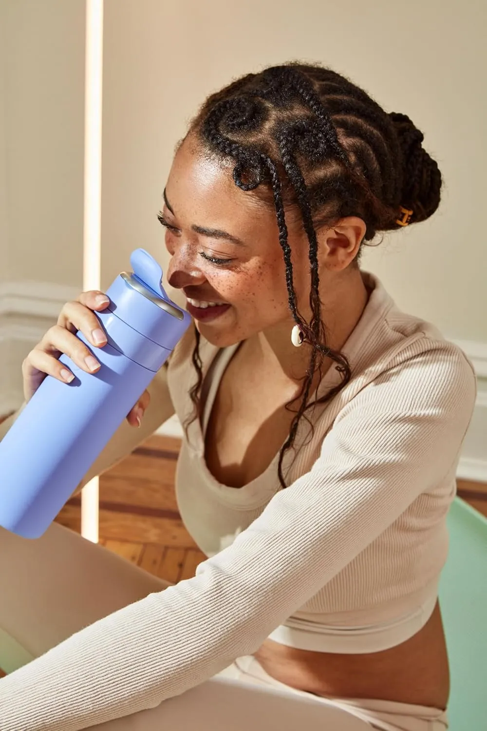 Drink Through Lid for Insulated Water Bottles, Leak-Proof, Carrying Handle, BPA Free, Lavender