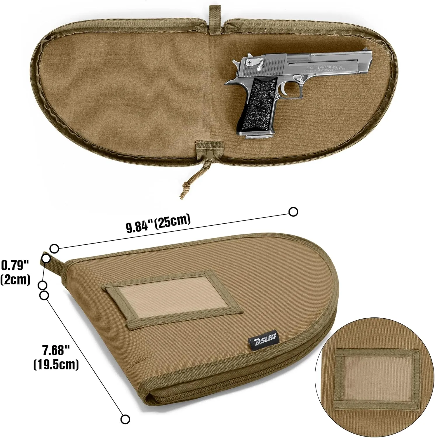 DSLEAF Tactical Pistol Backpack with 6 Pistol Cases, Gun Range Backpack with 10x Magazine Slots for Shooting and Hunting, Khaki