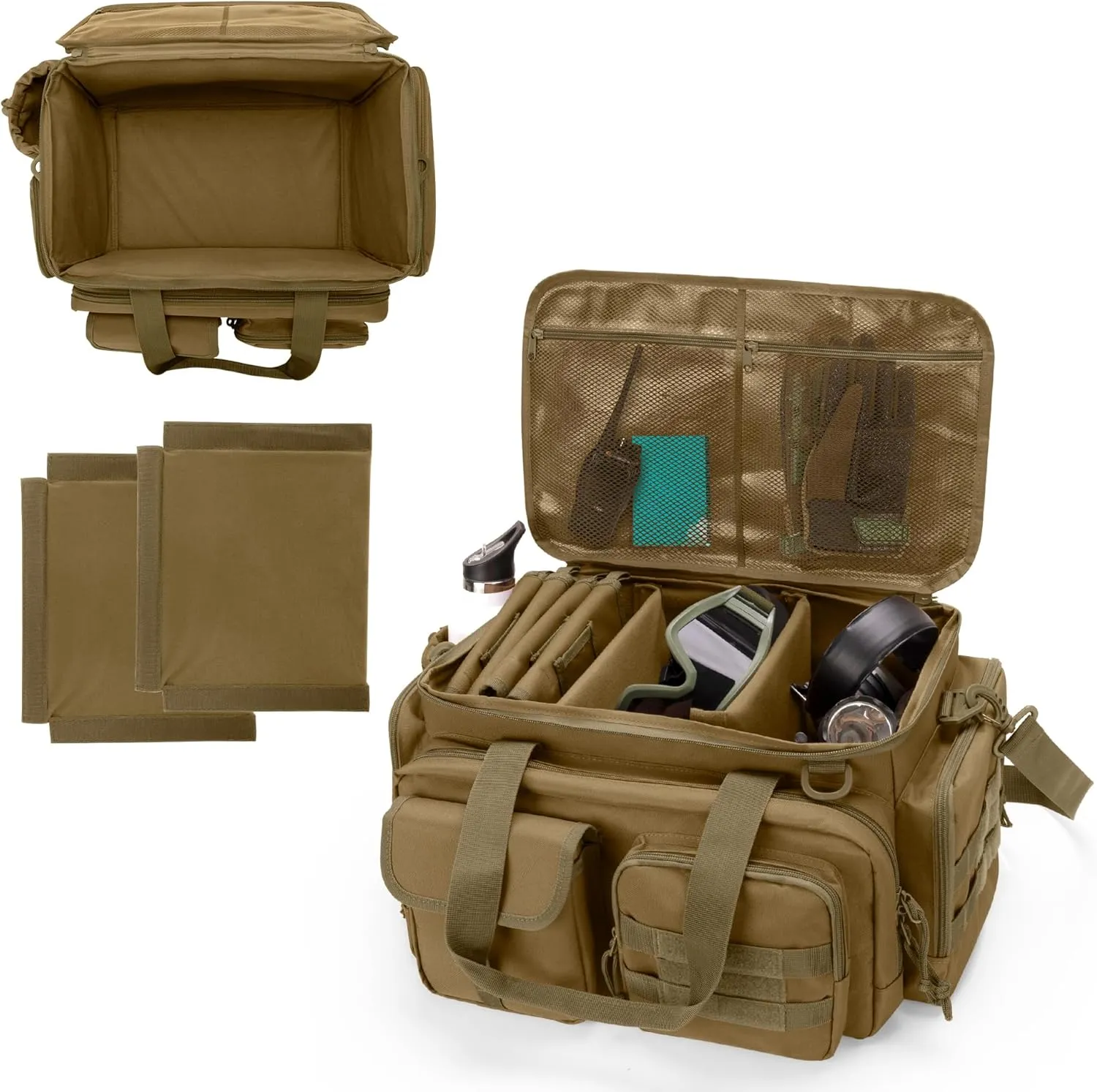 DSLEAF Tactical Pistol Range Bag with 4 Pistol Cases, Padded Gun Duffle Range Bag with 16X Magazine Slots and Extra Pockets for Ammo and Essentials (Patent Design)