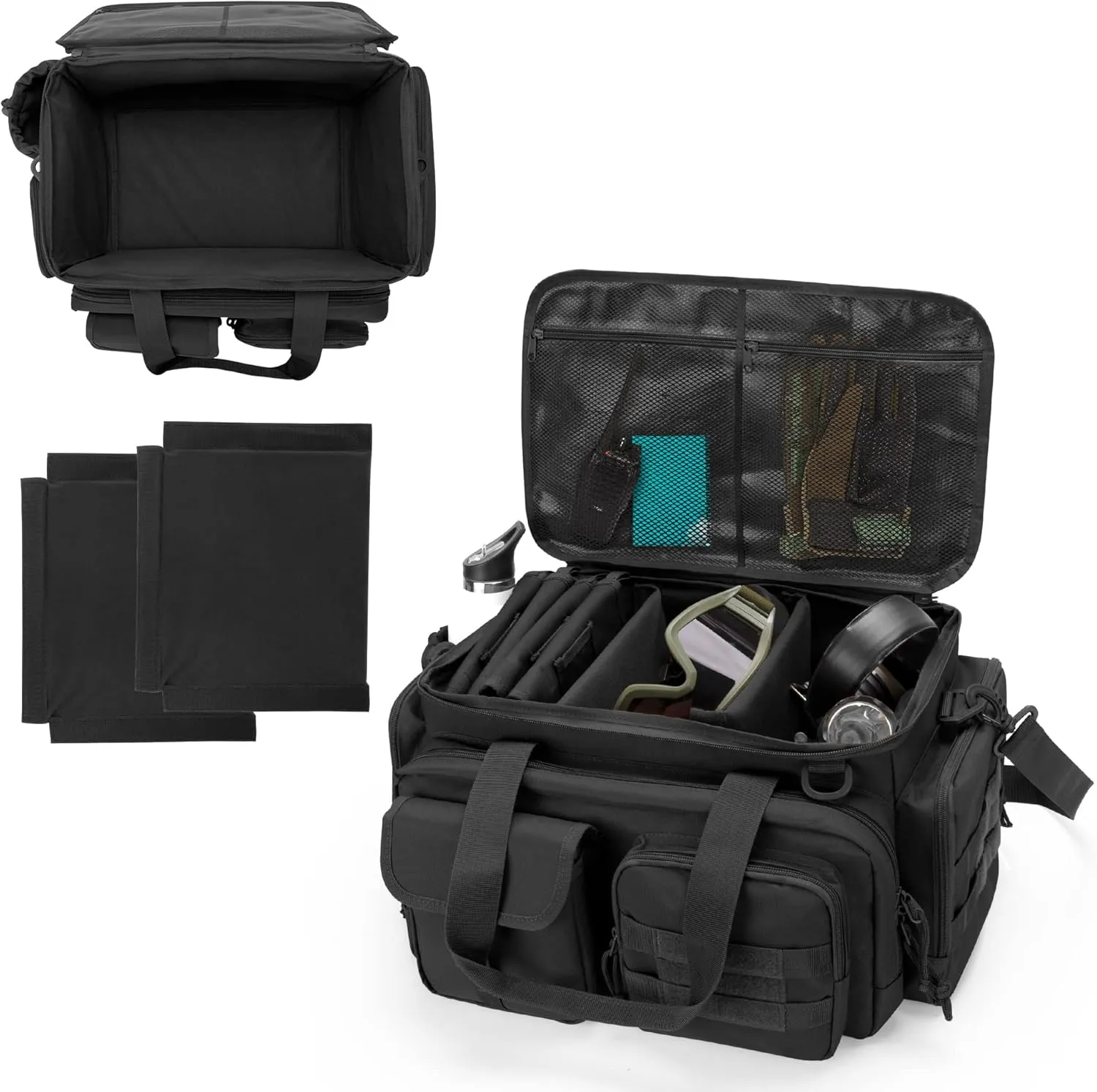 DSLEAF Tactical Pistol Range Bag with 4 Pistol Cases, Padded Gun Duffle Range Bag with 16X Magazine Slots and Extra Pockets for Ammo and Essentials (Patent Design)