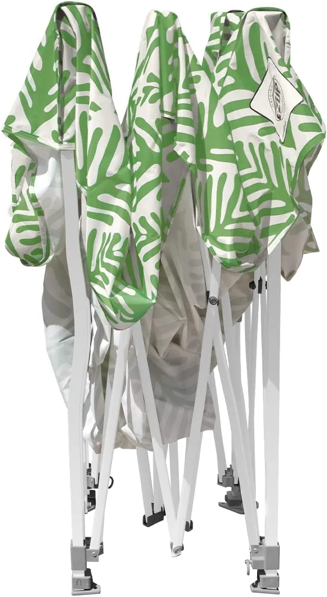 E-Z UP Sprint Palm Print, 10' x 10', White Frame, Fern