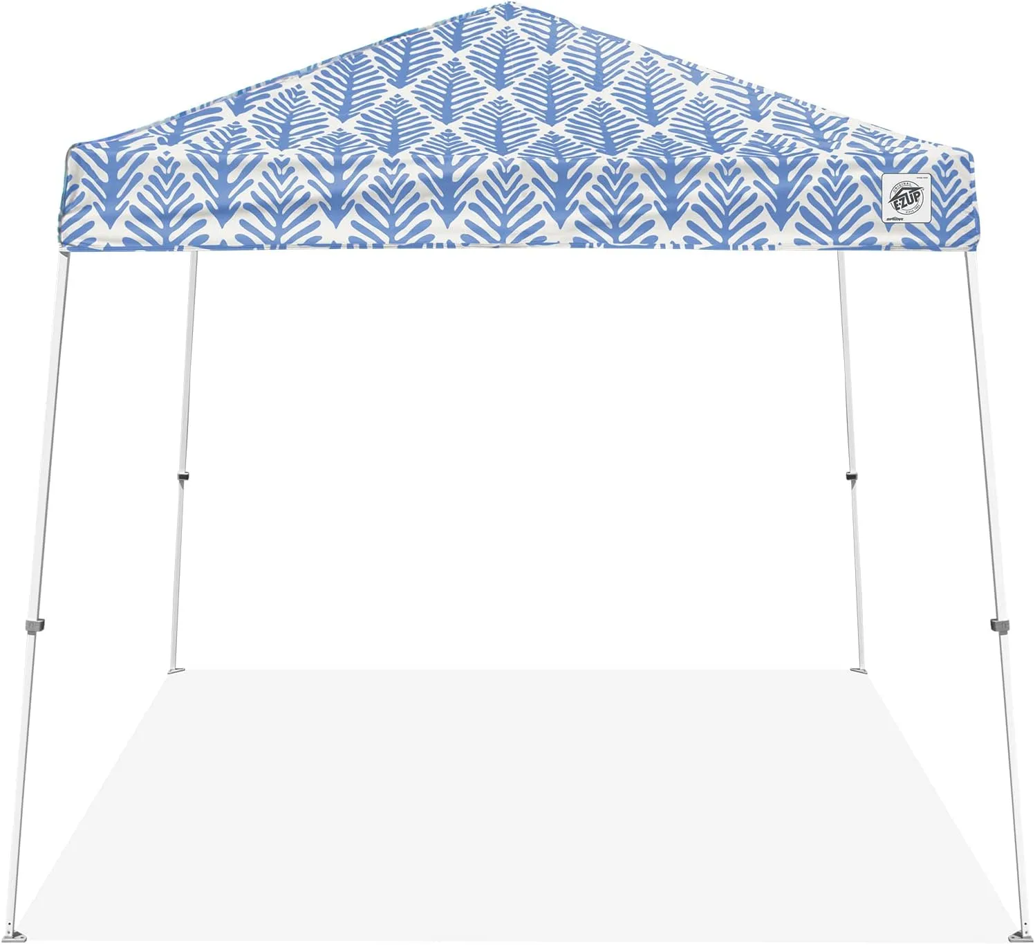 E-Z UP Sprint Palm Print, 10' x 10', White Frame, Poppy Blue