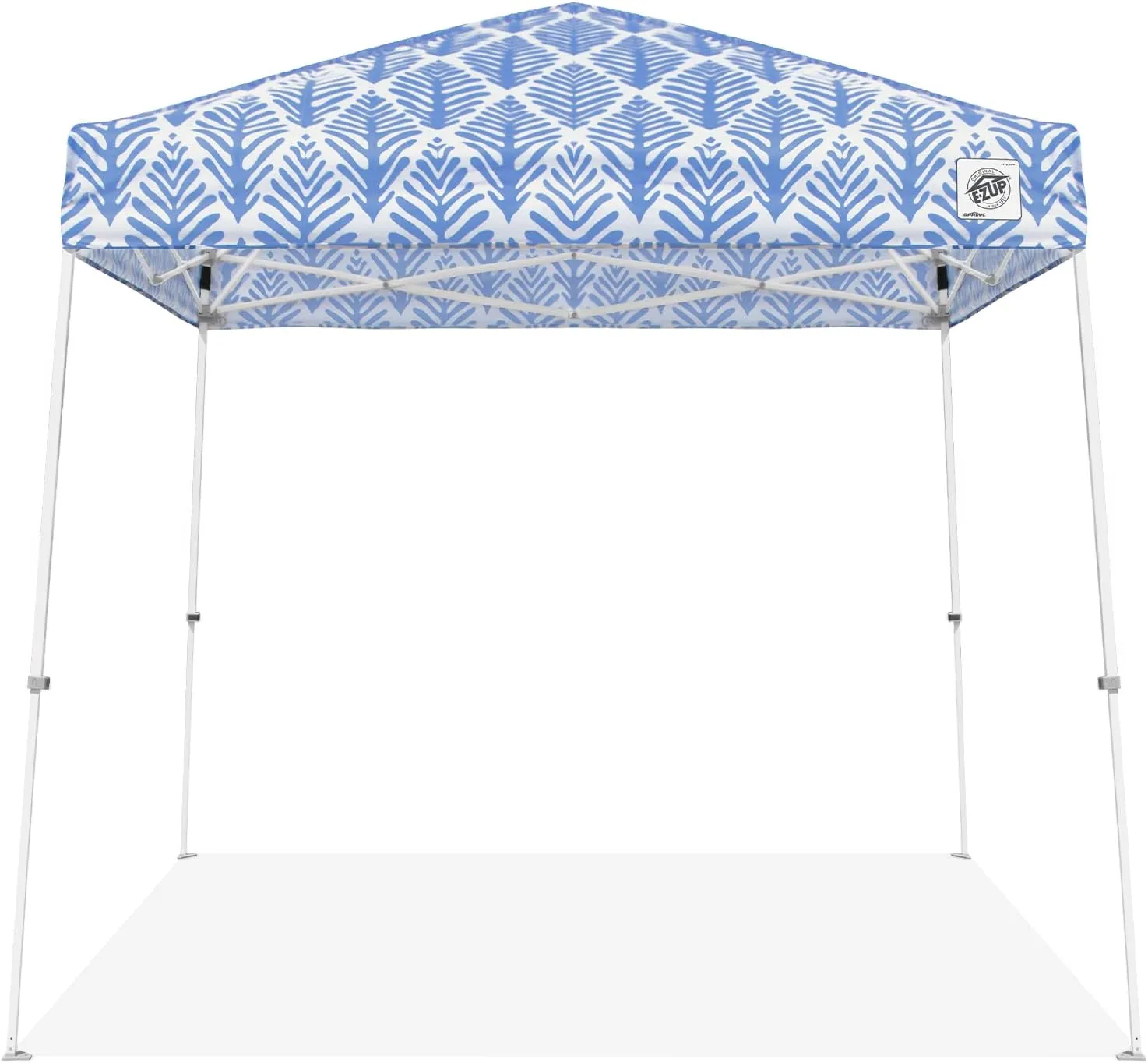 E-Z UP Sprint Palm Print, 10' x 10', White Frame, Poppy Blue