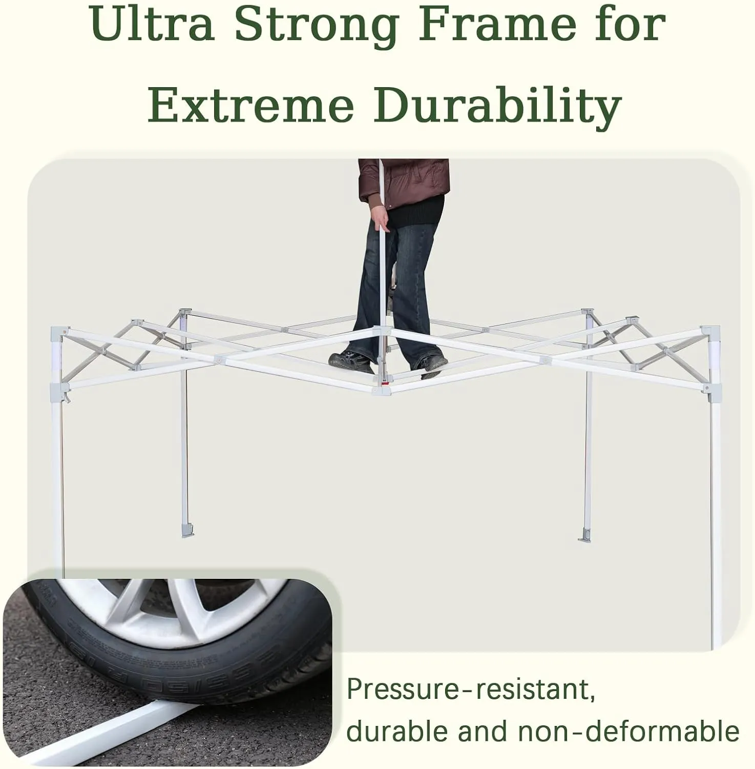 Easy 10x10 Pop Up Canopy Tent with Peak Tensioner, Heavy Duty for Commercial Use, Industry-Leading 3000mm Waterproof, 500D Silver Coated Top, Wheeled Bag, 4 Sandbags, Stakes & Ropes, White