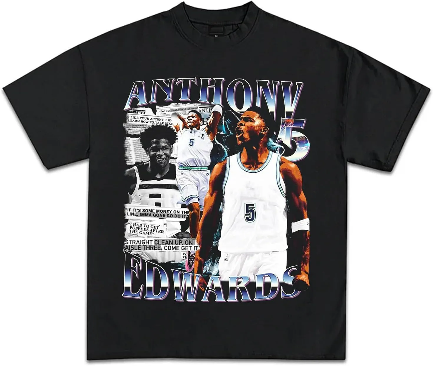 Edwards Shirt Anthonys Graphic Tees Collection Vintage Basketball Rap Hip-Hop Style Y2K Streetwear for Men Women