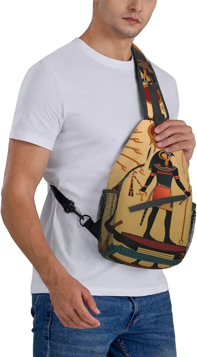 Egyptian Sling Backpack Chest Bag Crossbody Shoulder Bag Gym Cycling Travel Hiking Daypack For Men Women