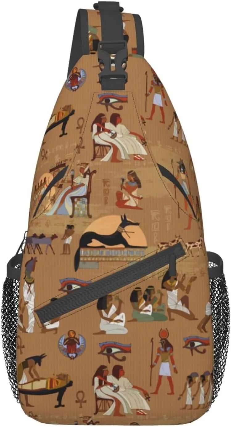 Egyptian Sling Backpack Chest Bag Crossbody Shoulder Bag Gym Cycling Travel Hiking Daypack For Men Women