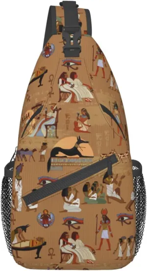Egyptian Sling Backpack Chest Bag Crossbody Shoulder Bag Gym Cycling Travel Hiking Daypack For Men Women