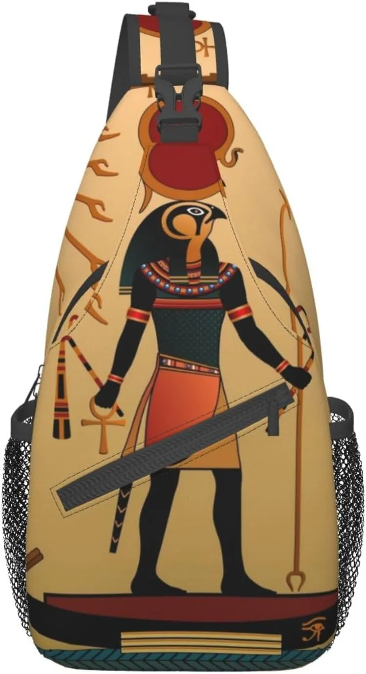 Egyptian Sling Backpack Chest Bag Crossbody Shoulder Bag Gym Cycling Travel Hiking Daypack For Men Women
