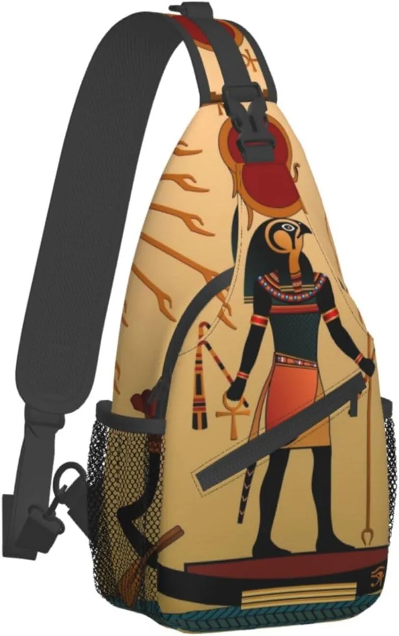 Egyptian Sling Backpack Chest Bag Crossbody Shoulder Bag Gym Cycling Travel Hiking Daypack For Men Women