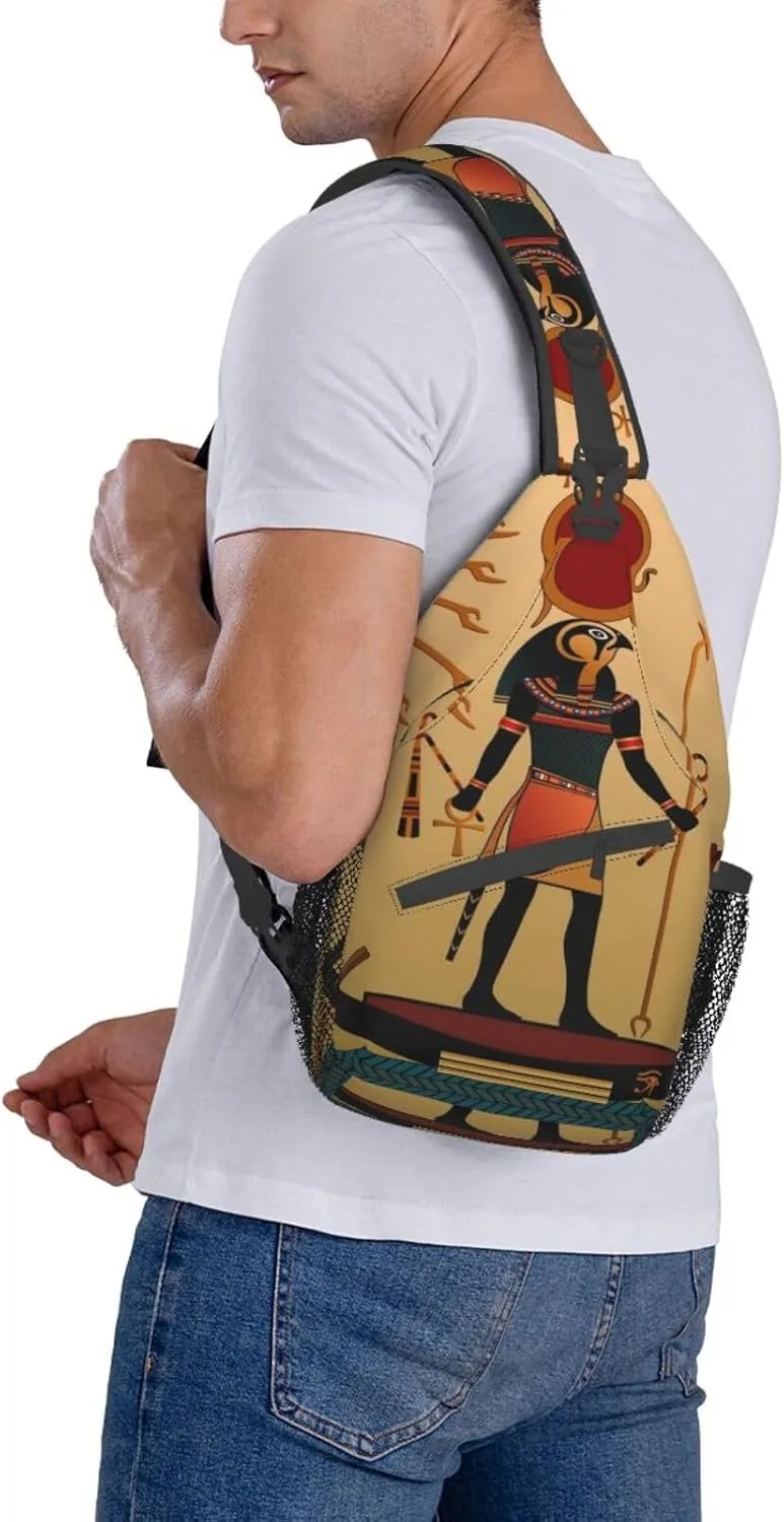 Egyptian Sling Backpack Chest Bag Crossbody Shoulder Bag Gym Cycling Travel Hiking Daypack For Men Women