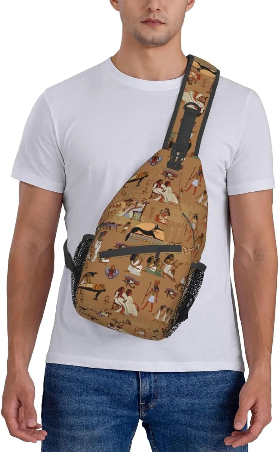 Egyptian Sling Backpack Chest Bag Crossbody Shoulder Bag Gym Cycling Travel Hiking Daypack For Men Women