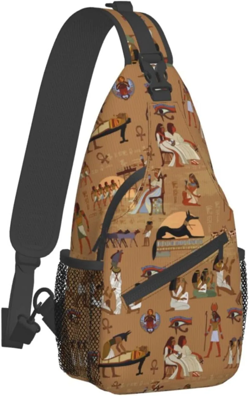 Egyptian Sling Backpack Chest Bag Crossbody Shoulder Bag Gym Cycling Travel Hiking Daypack For Men Women
