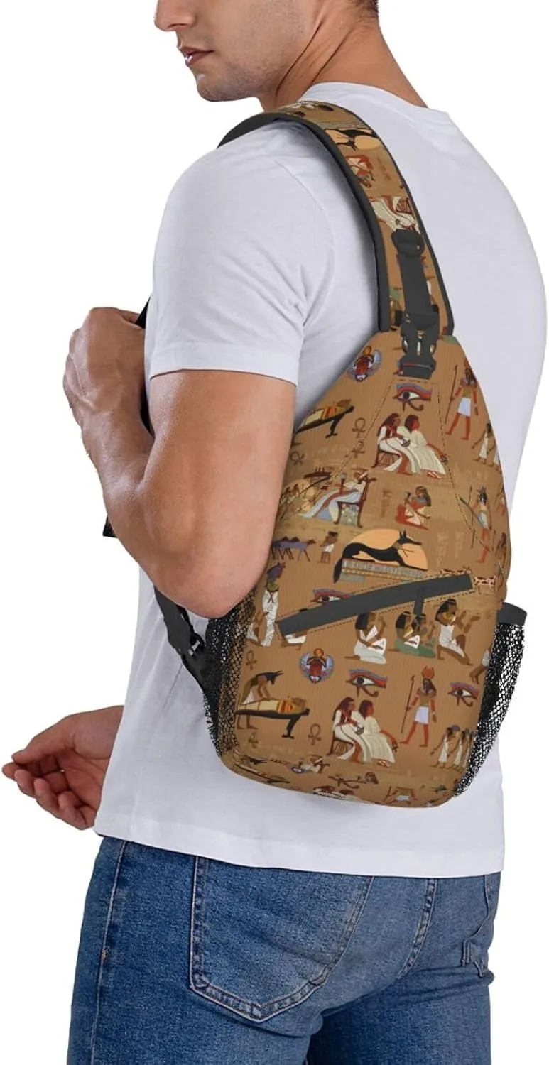 Egyptian Sling Backpack Chest Bag Crossbody Shoulder Bag Gym Cycling Travel Hiking Daypack For Men Women