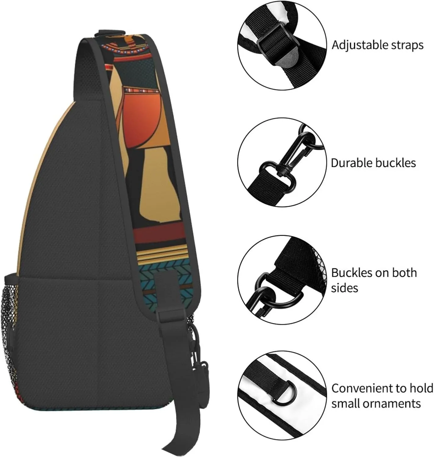 Egyptian Sling Backpack Chest Bag Crossbody Shoulder Bag Gym Cycling Travel Hiking Daypack For Men Women