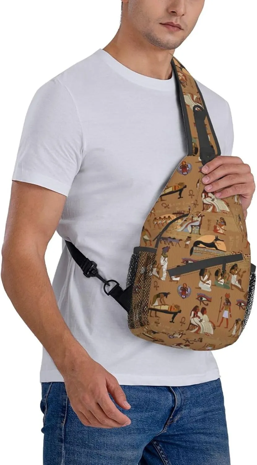 Egyptian Sling Backpack Chest Bag Crossbody Shoulder Bag Gym Cycling Travel Hiking Daypack For Men Women