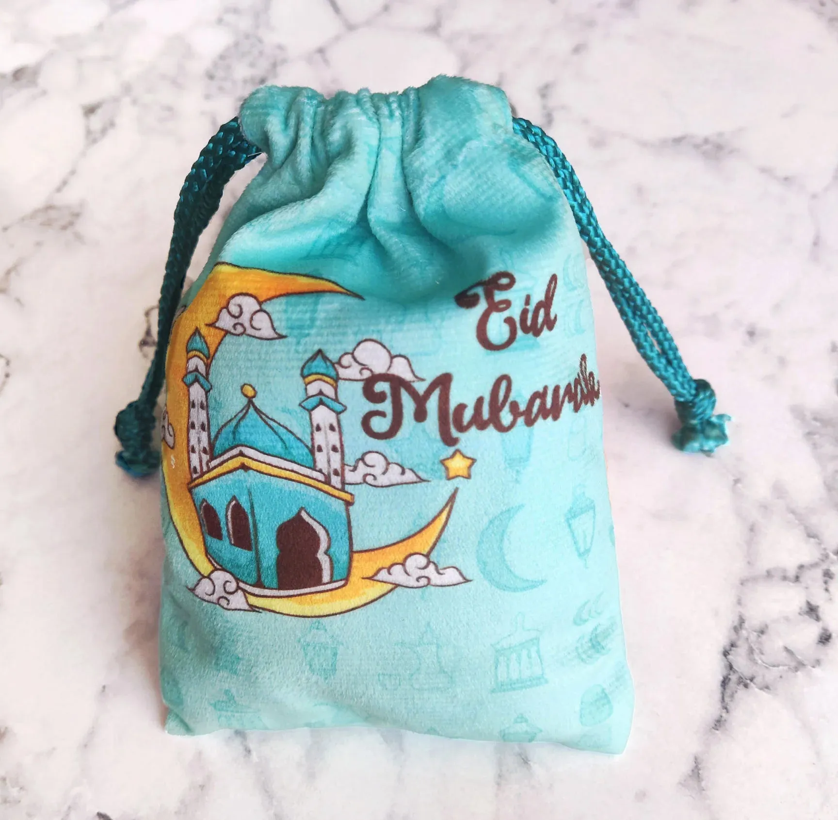 Eid Mubarak Potli Pouch - Aqua
