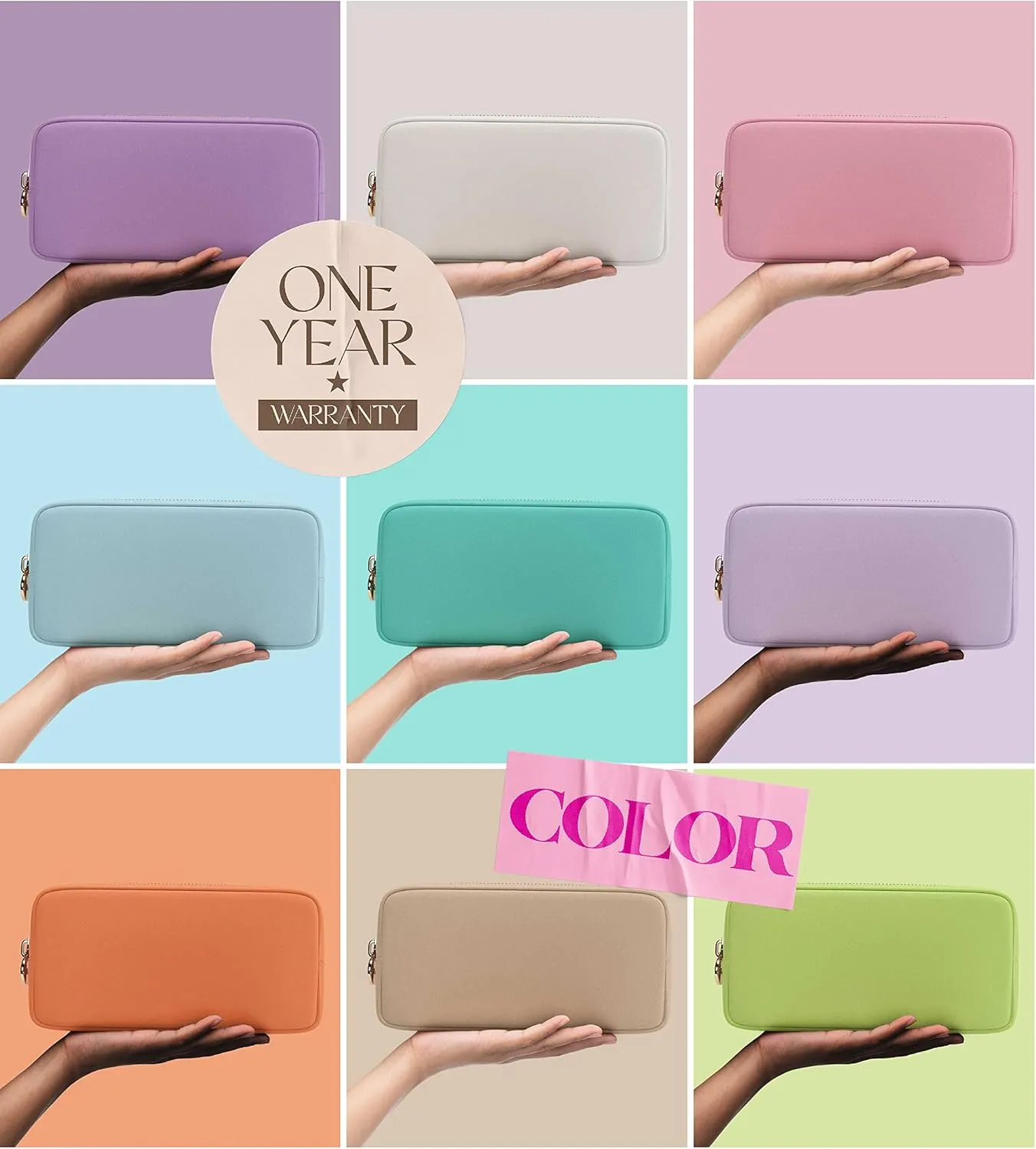 Embla Makeup Bag Travel Cosmetics Pouch and Toiletry Bag, Nylon Zipper Pouch Purse, Cute Make Up Organizer Storage Tote for Women Girls, Waterproof Travel Skincare Case, Small Makeup Bags, Chocolate