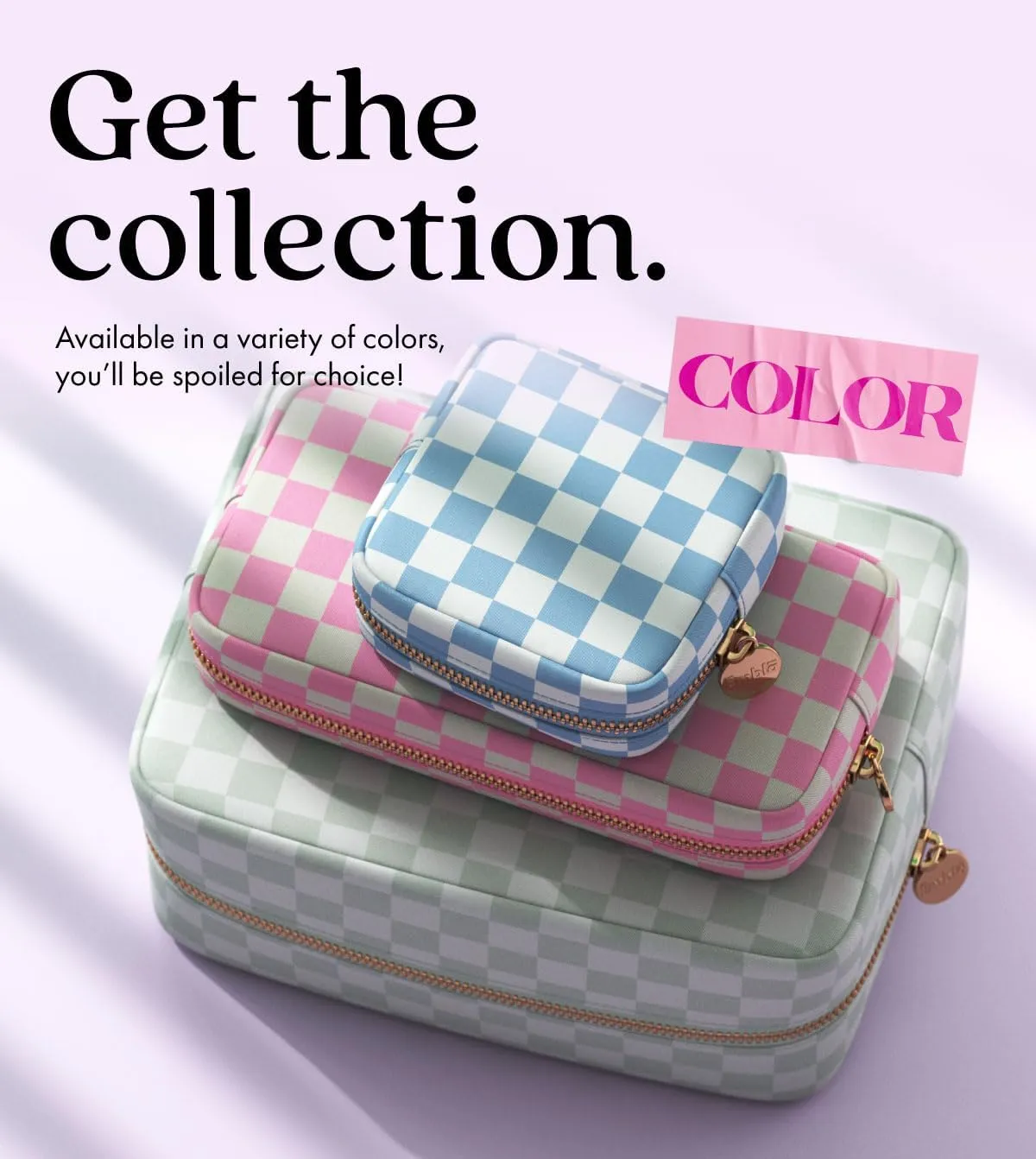Embla Makeup Bag Travel Cosmetics Pouch and Toiletry Bag, Nylon Zipper Pouch Purse, Cute Make Up Organizer Storage Tote for Women Girls,Travel Skincare Case, Large Makeup Case, Sky Checkered