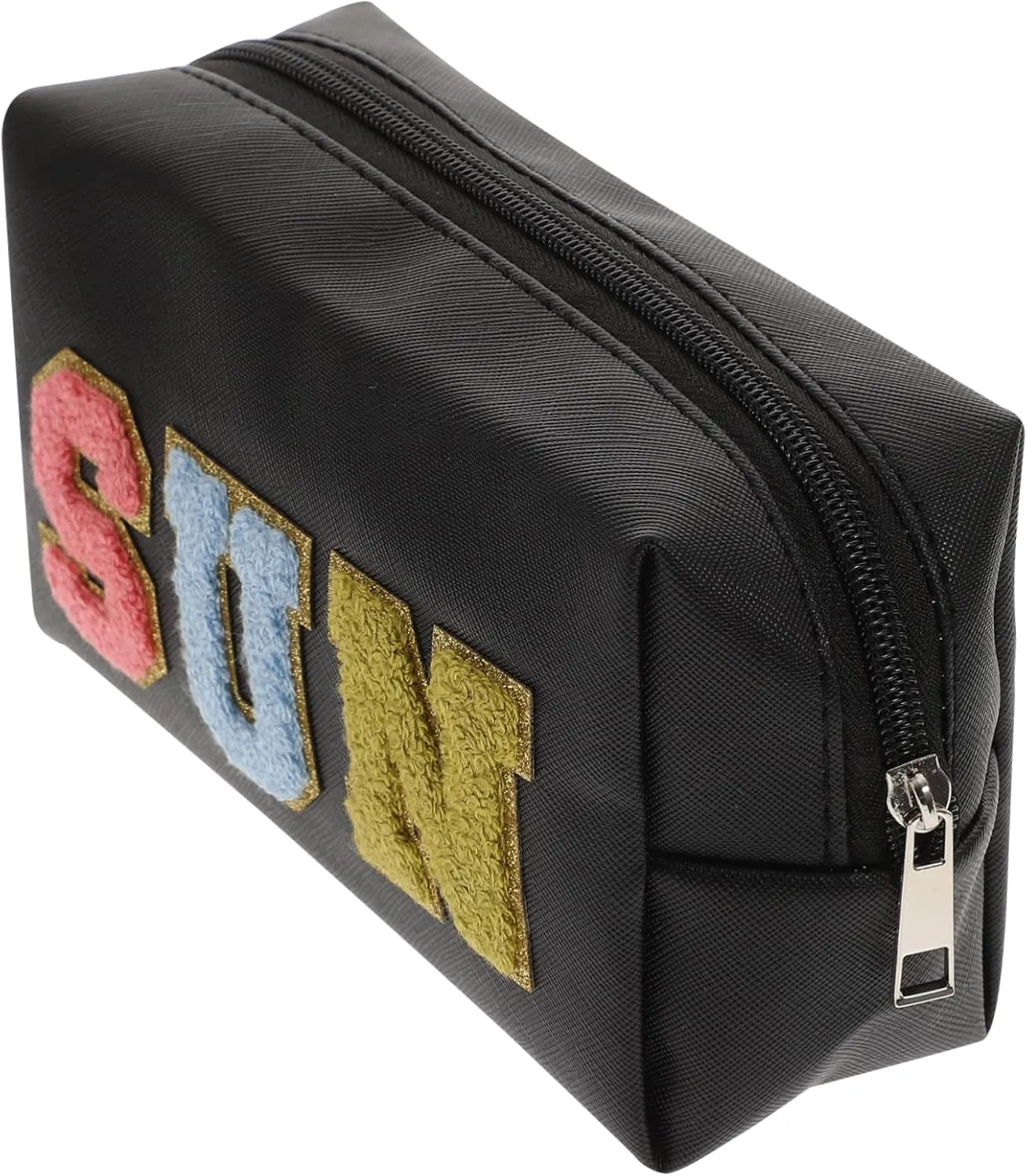 Embroidered Letter Bag Tote Bags Travel Makeup Bag Toiletries Carrying Bag Miss Banner Skin Care, Black, 18X11X7.5CM